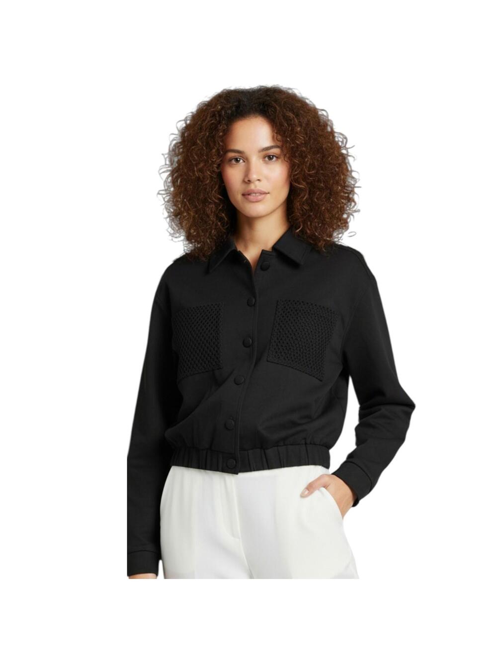 ALEEZA PARIS Danielle Jacket XS Black Mesh Pockets Button Up Lightweight Bomber